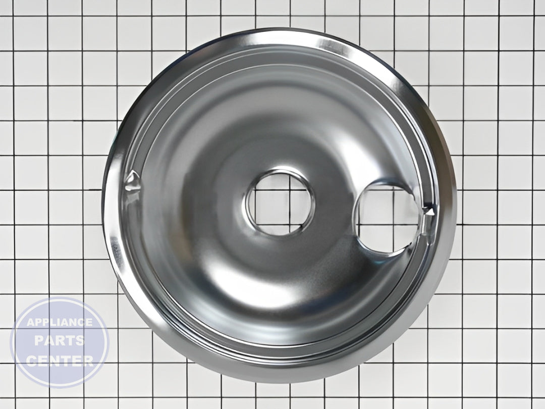GE Oven Range Stove Cooktop 8" Chrome Rear Bubble Drip Bowl - Main view showing durable chrome material for various GE models