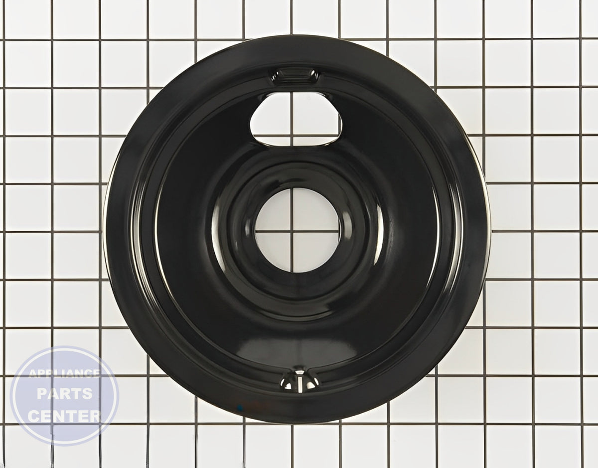GE STOVE RANGE COOKTOP 6" REAR BUBBLE DRIP BOWL BLACK - Main view showing the sturdy construction for specific GE models