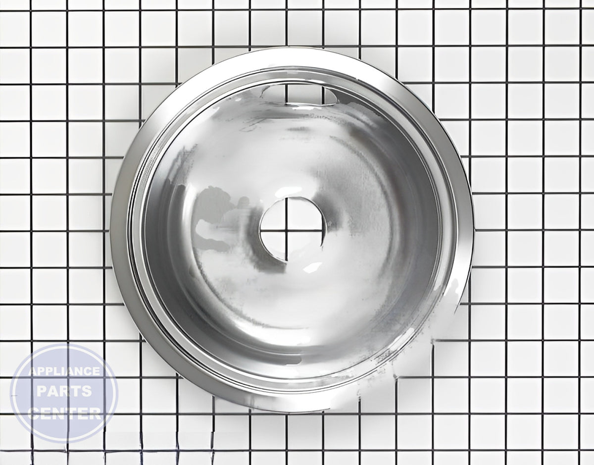 GE OVEN 8" CHROME DRIP BOWL WB31X5011 - Main view showing spill prevention for GE models