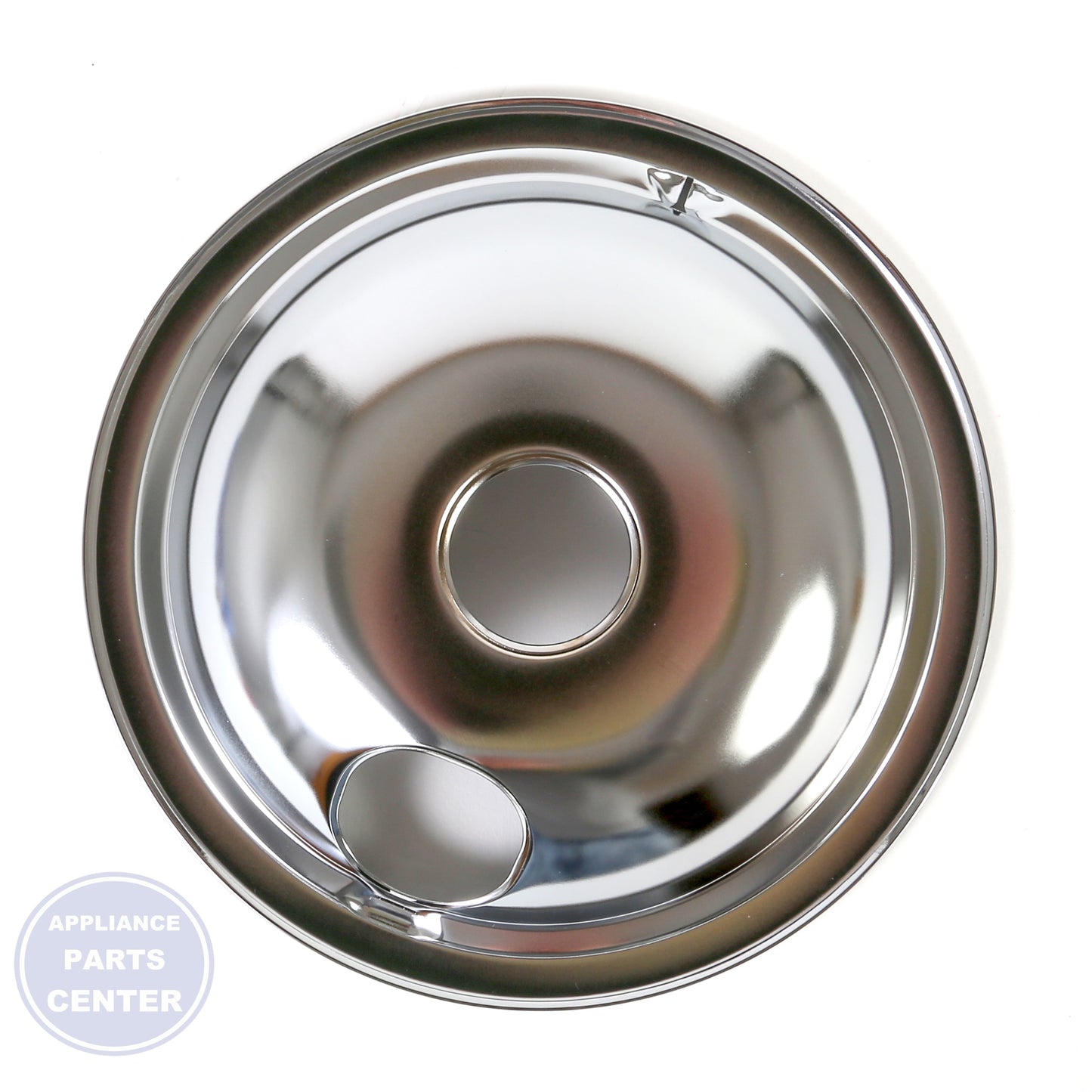8 INCH CHROME BURNER BOWL - ELEC WB32X5076 - Side view with precise 8-inch diameter
