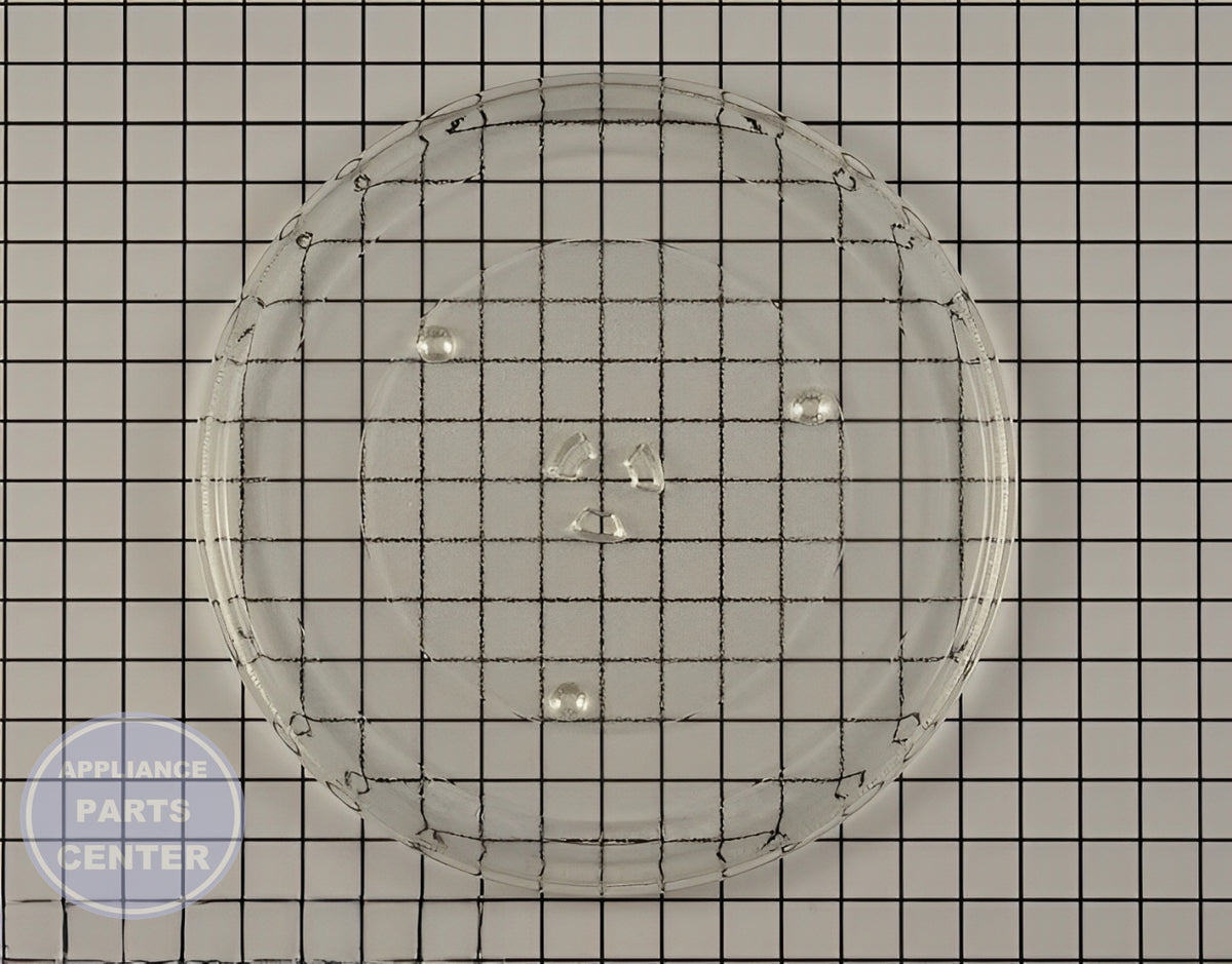 GE Glass Tray WB39X10032 - Main view showing smooth rotation for GE, Hotpoint, Haier models