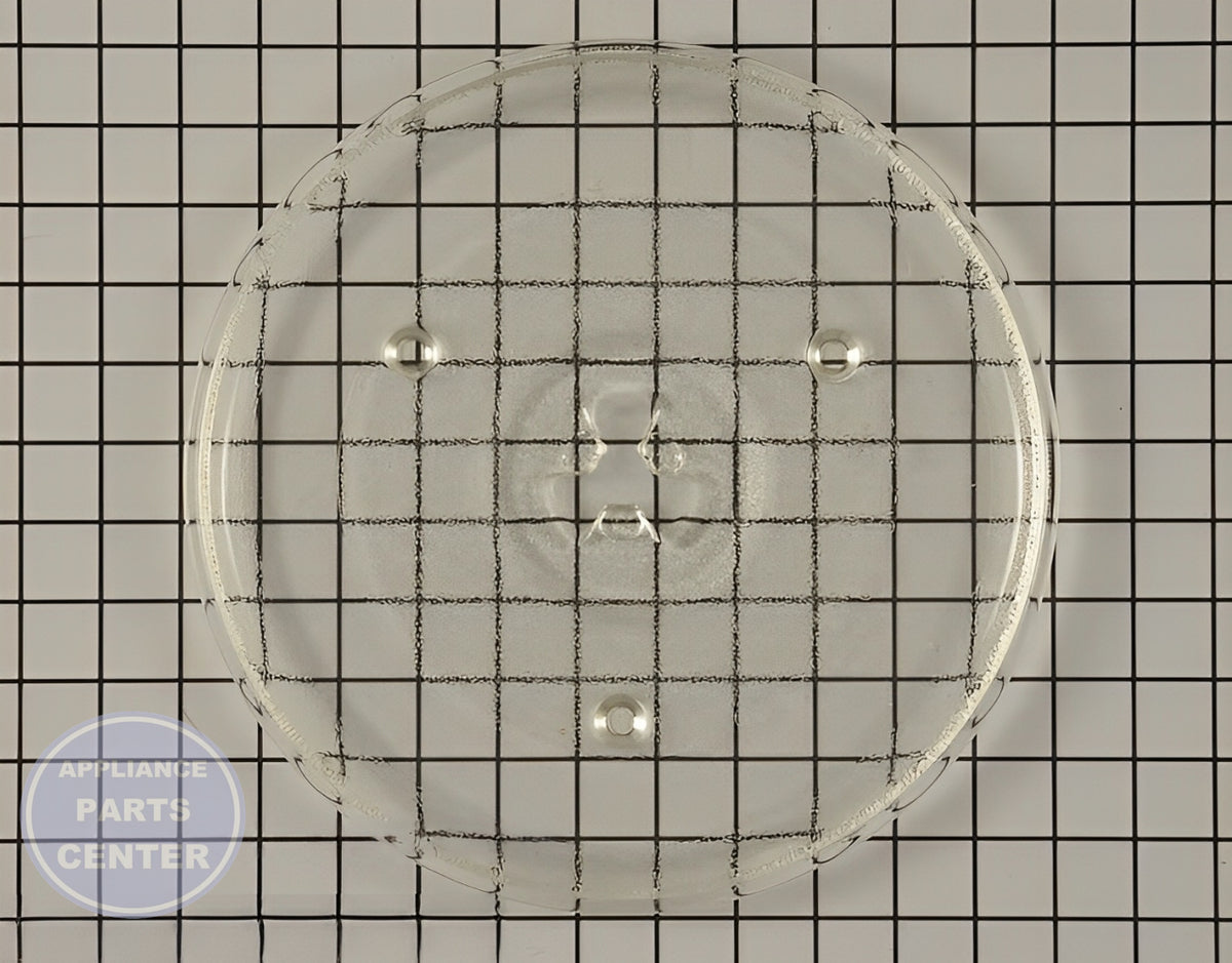 GE Glass Tray WB48X26755 - Main view showing rotation support for GE and Hotpoint microwaves