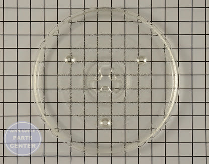GE Glass Tray WB48X26755 - Main view showing rotation support for GE and Hotpoint microwaves