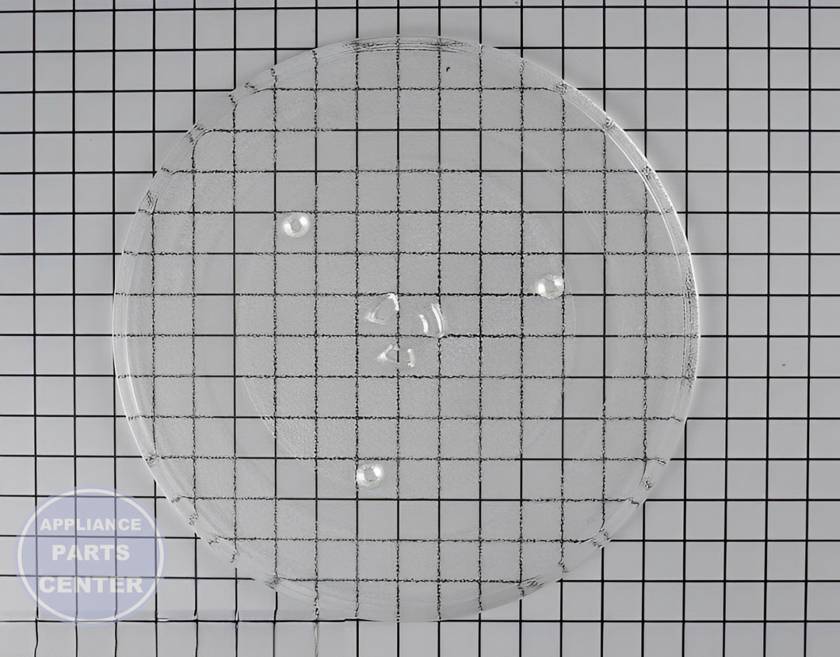 GE Glass Tray WB49X10063 - Main view showing even heating for GE Microwaves