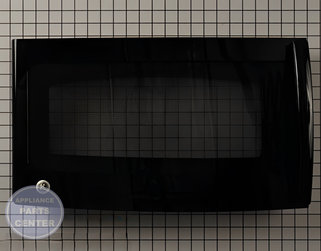 GE Microwave Door Assembly WB56X24439 - Main view showing perfect fit for GE models
