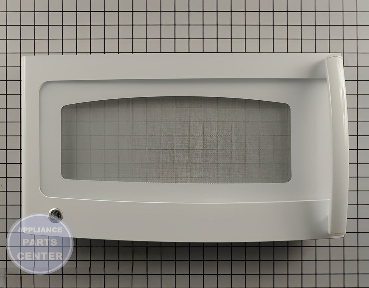 GE Microwave Door Assembly WB56X24440 - Main view showing tight seal for GE models
