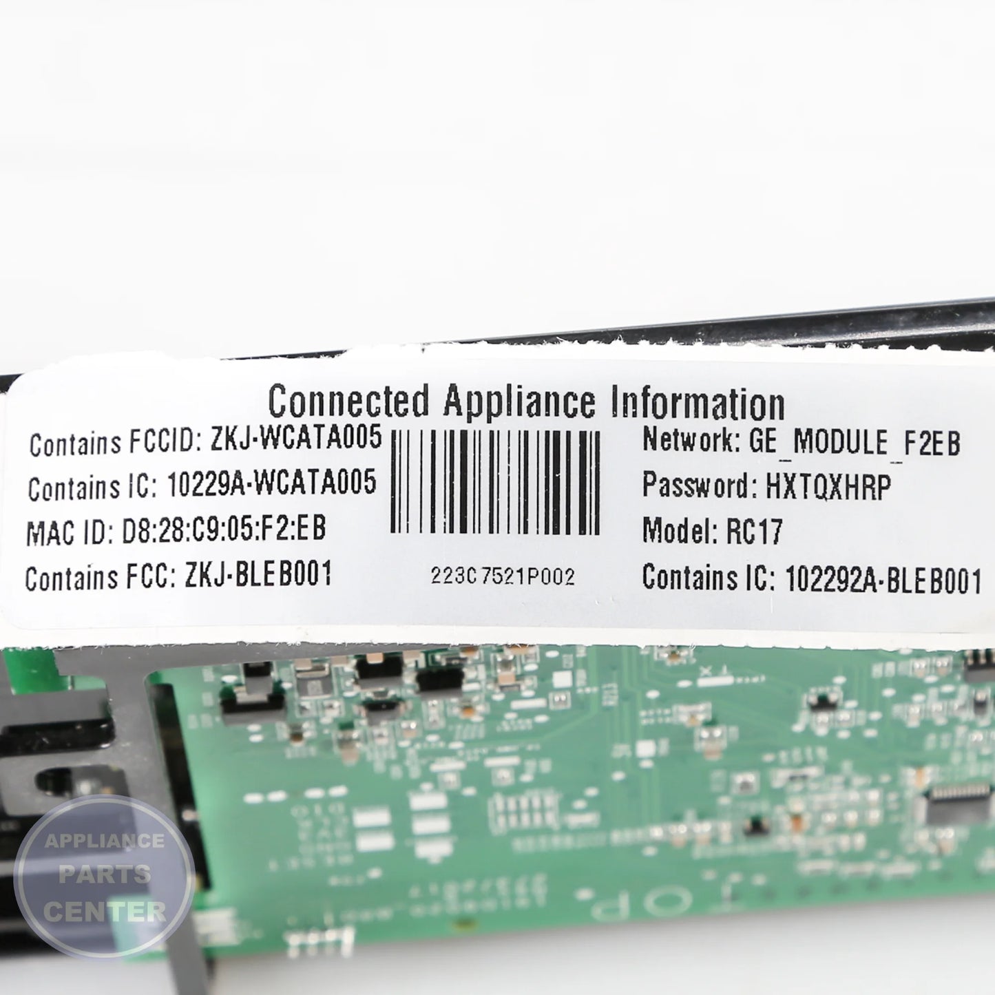 GEH GLASS AND TOUCH BOARD ASM WB56X28192 - Installation in specific model showing mounting points