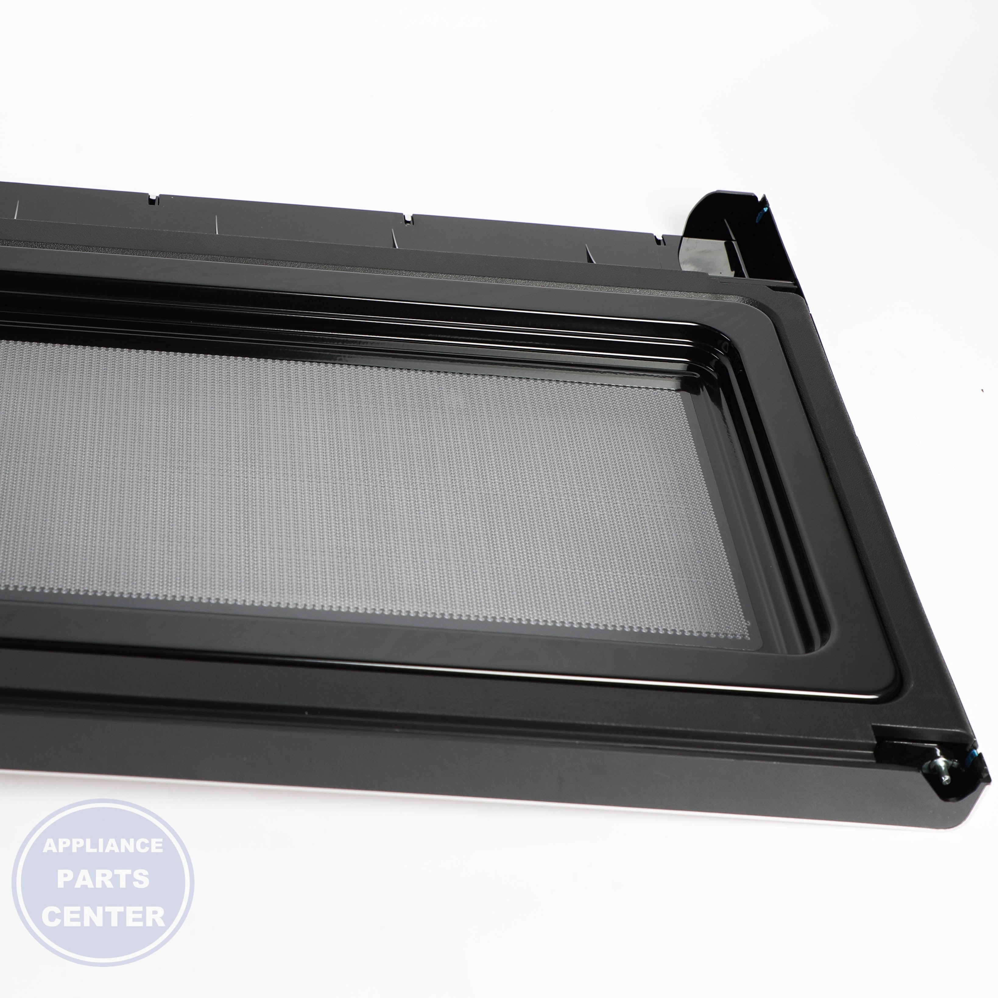 GEH STAINLESS STEEL DOOR WITH FLAT GE LOGO WB56X30944 - Installation in GEH model showing easy mounting points