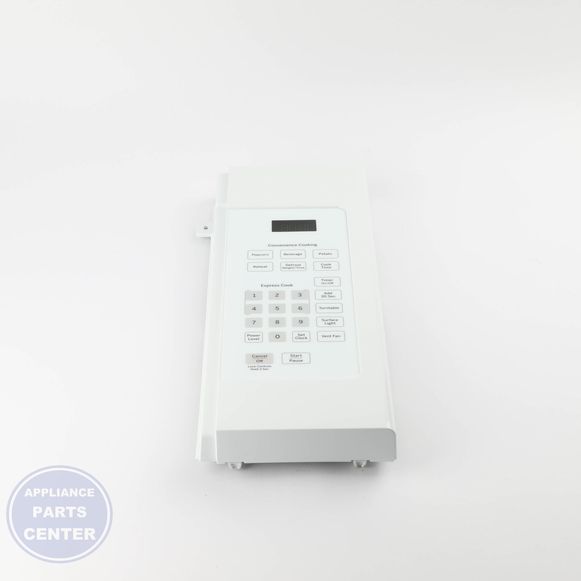 WHITE CONTROL PANEL WB56X38146 - Side view with precise measurements