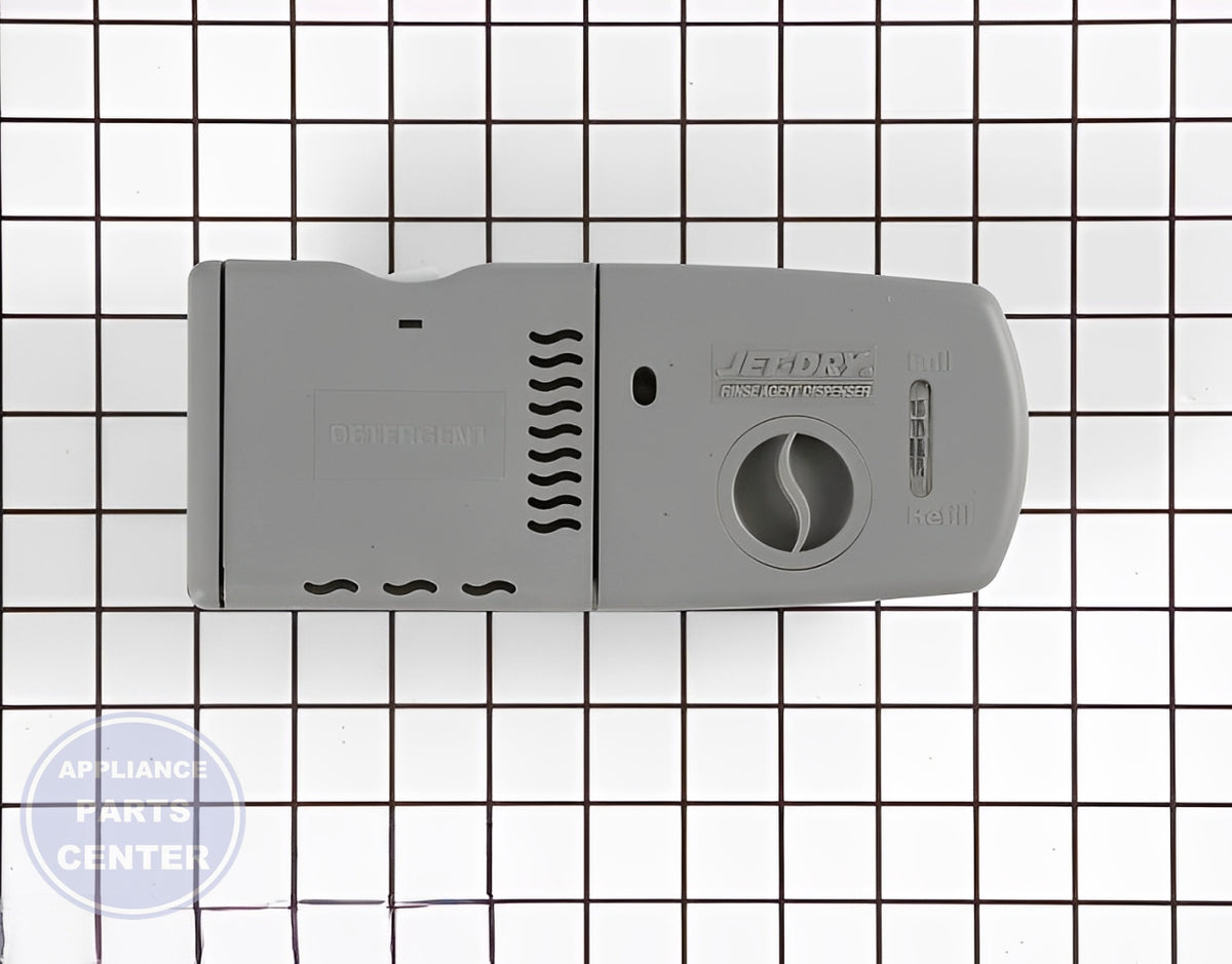 GE DISHWASHER DETERGENT AND RINSE AID DISPENSER WD12X10163 - Main view showing efficient detergent distribution for various GE models