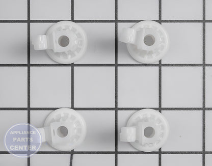 GE DISHWASHER RACK AND ROLLER STUDS 4 PACK WD12X10327 - Detailed view of axle roller shaft wheel components