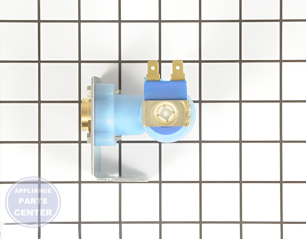 GE DISHWASHER WATER VALVE ASSEMBLY WITH SCREWS - Side view with precise measurements