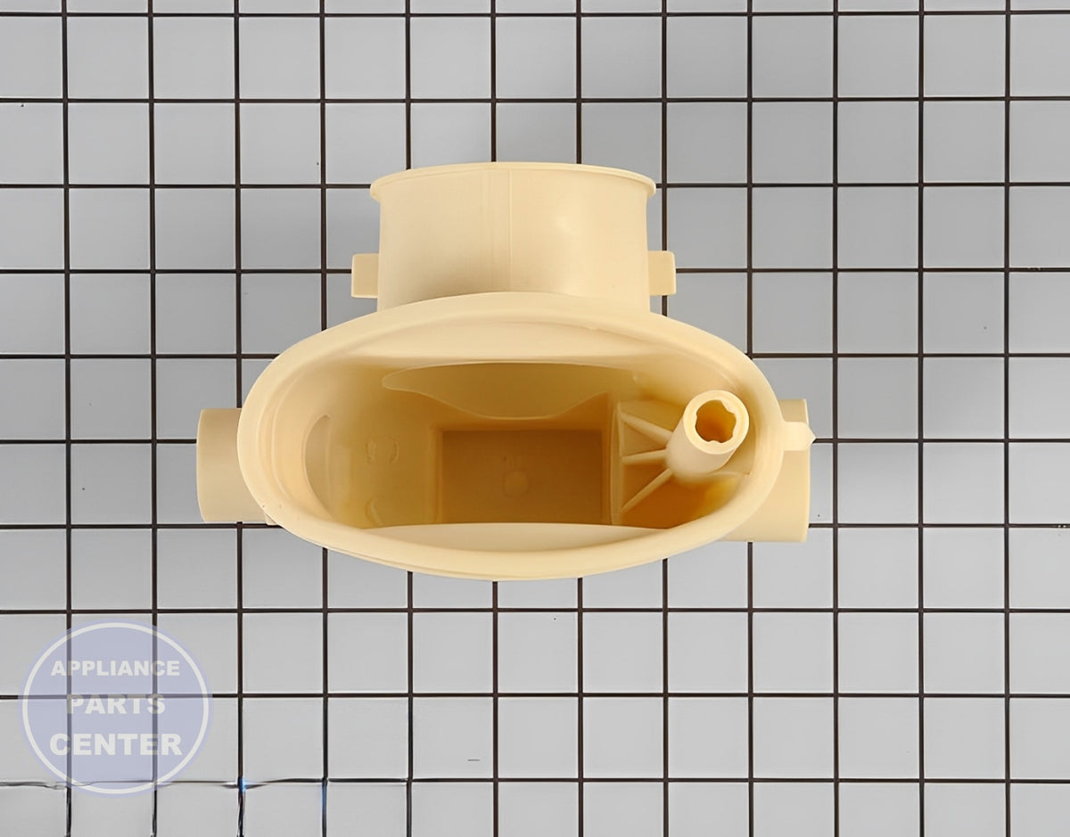 GE DISHWASHER SUMP INLET ASSEMBLY WD18X10026 - Side view with precise measurements