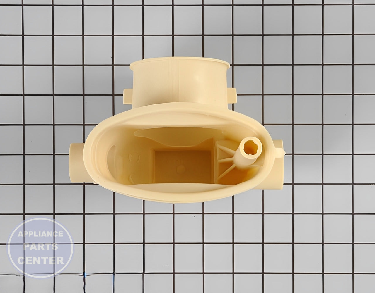 GE DISHWASHER SUMP INLET ASSEMBLY WD18X10026 - Side view with precise measurements