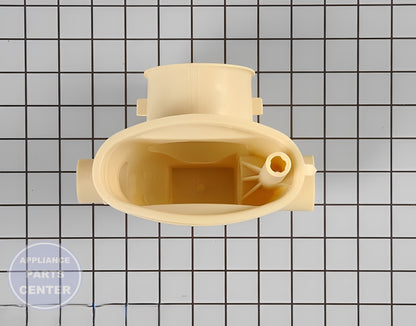 GE DISHWASHER SUMP INLET ASSEMBLY WD18X10026 - Side view with precise measurements