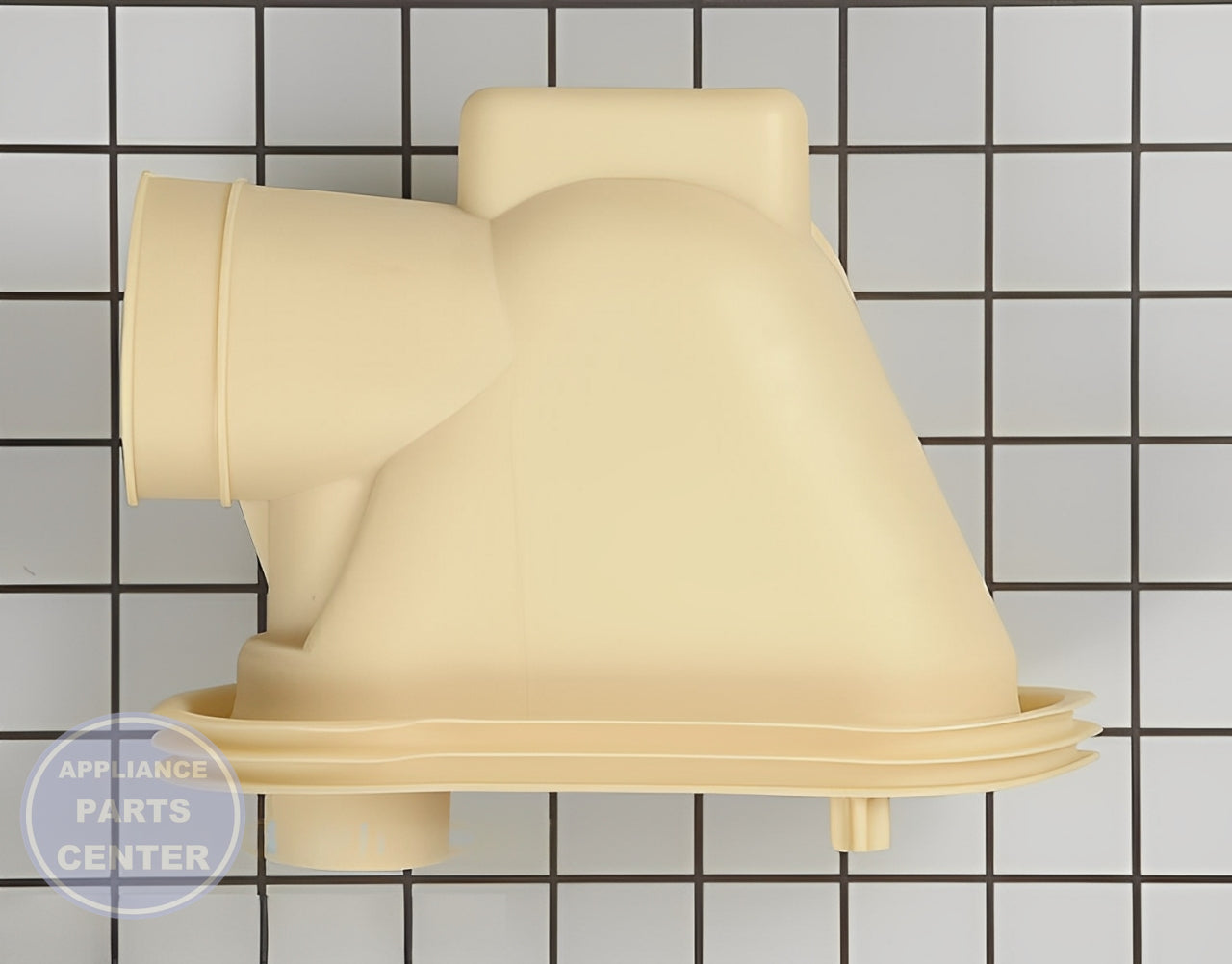 GE DISHWASHER SUMP INLET WD18X10039 - Side view with precise measurements