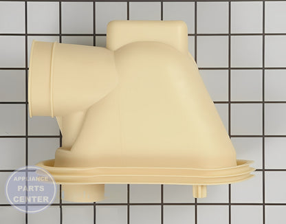 GE DISHWASHER SUMP INLET WD18X10039 - Side view with precise measurements