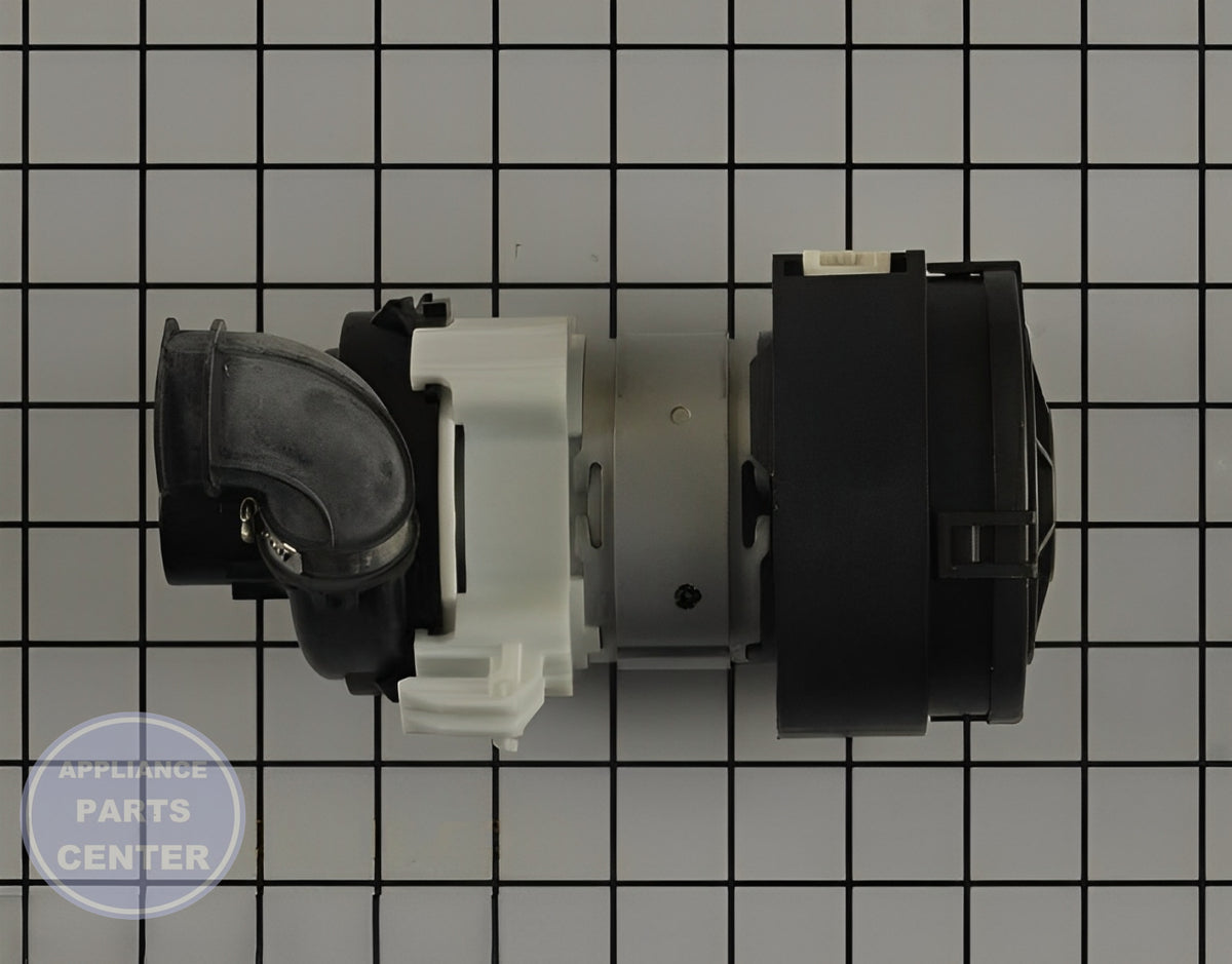 GE DISHWASHER CIRCULATION PUMP WD19X25700 - Side view with precise specifications