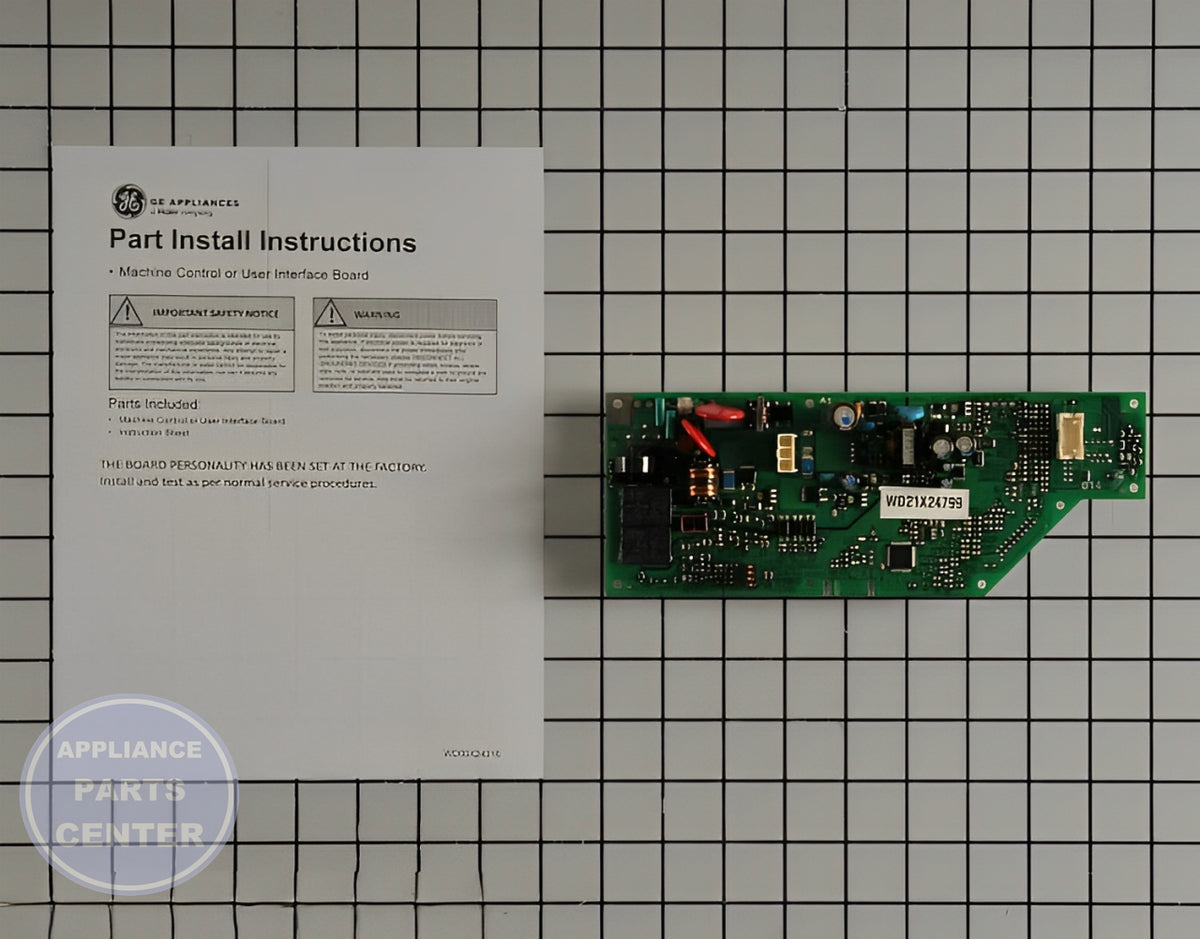 GE DISHWASHER ELECTRONIC CONTROL BOARD WD21X24901C - Main view showing control panel for various GE models