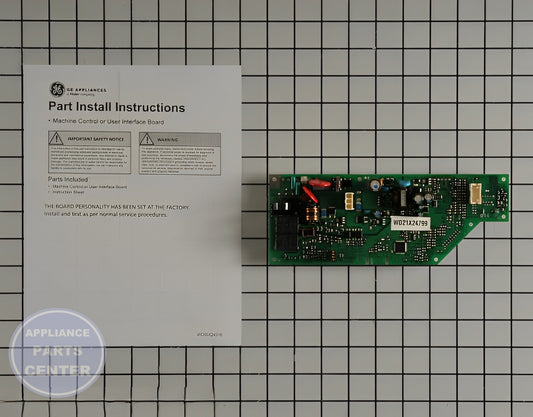 GE DISHWASHER ELECTRONIC CONTROL BOARD WD21X24901C - Main view showing control panel for various GE models