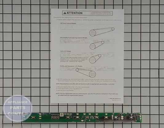 GE CONFIGURED UI BOARD + CORE WD21X31902C - Main view showing timer functionality for compatible GE models