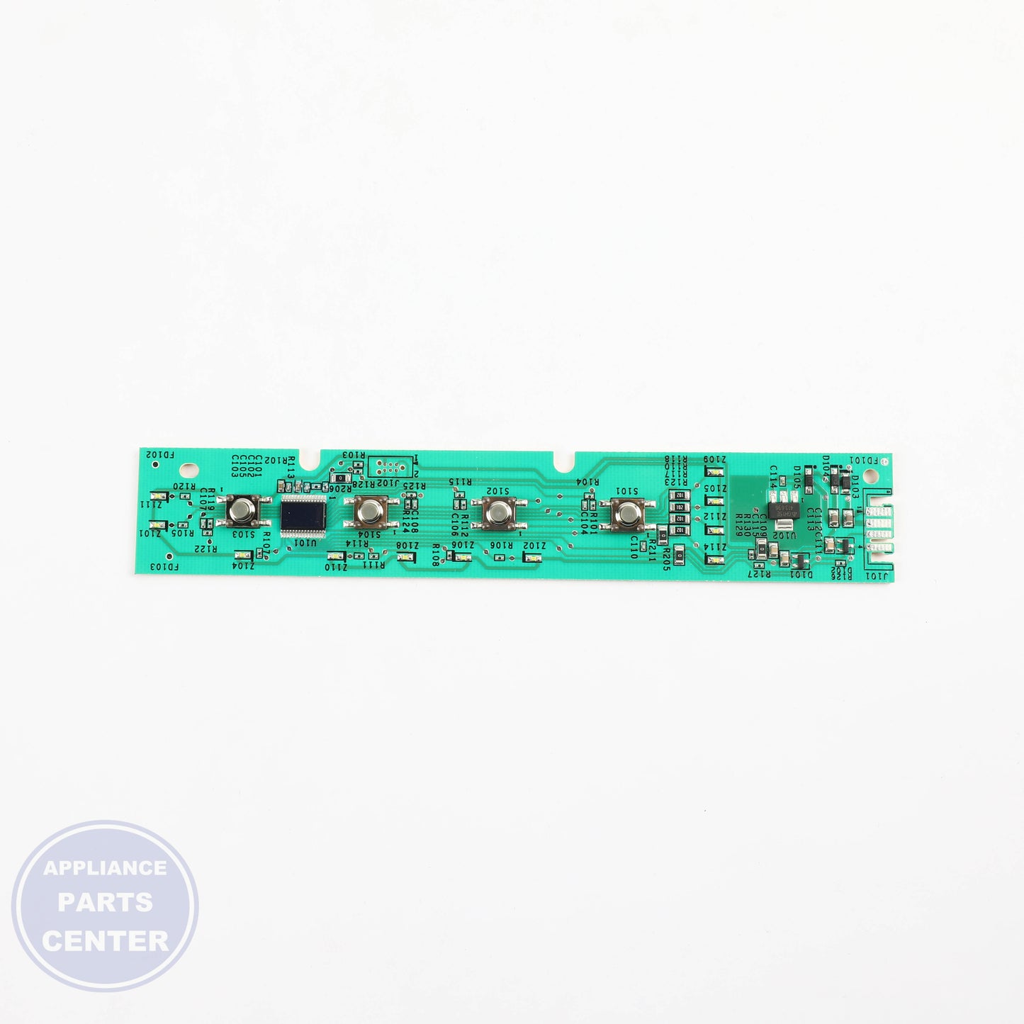 CONFIGURED UI CONTROL BOARD WD21X33549 - Side view with precise measurements