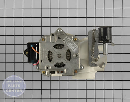 Circulation and Drain Pump Motor WD26X10034 - Side view with X inches by Y inches by Z inches dimensions