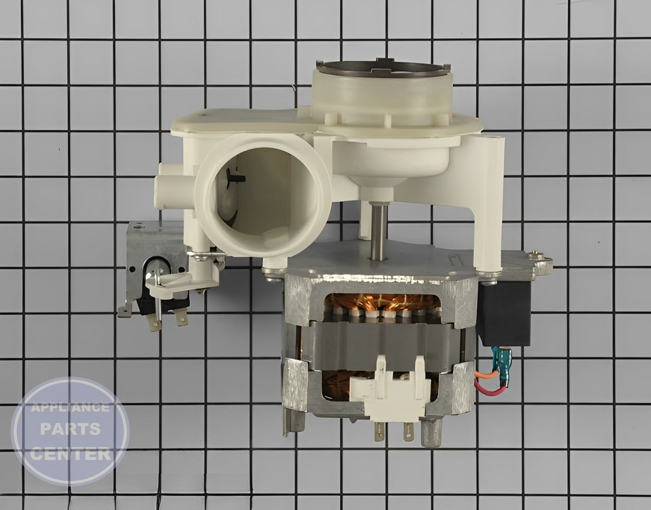 GE Circulation and Drain Pump Motor WD26X10034 - Installation in GE XYZ model showing key mounting points