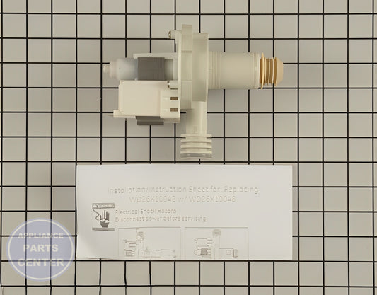 GE DISHWASHER DRAIN PUMP ASSEMBLY WD26X10048 - Main view showing efficient drainage for various GE models