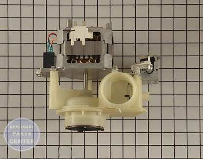 GE DISHWASHER DRAIN PUMP AND MOTOR ASSEMBLY WD26X10051 - Side view with 20 lbs water capacity