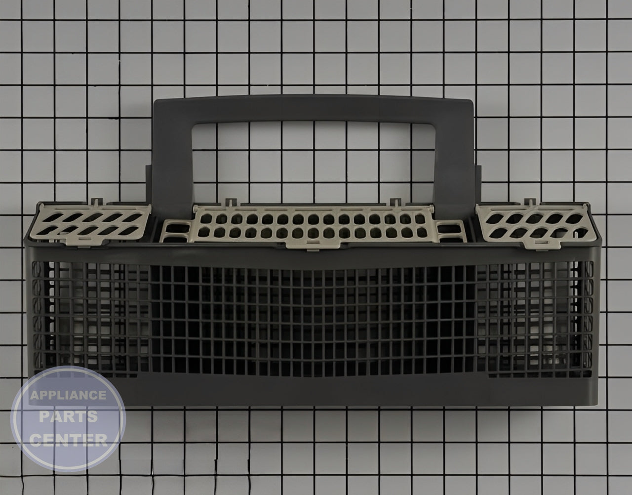 GE DISHWASHER SILVERWARE BASKET ASSEMBLY WD28X24469 - Main view showing silverware organization for compatible GE models