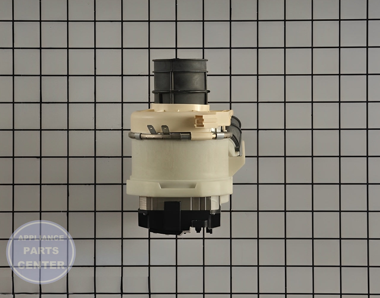 GE DISHWASHER VARIABLE SPEED PUMP ASSEMBLY WD35X20599 - Side view with precise pump specifications