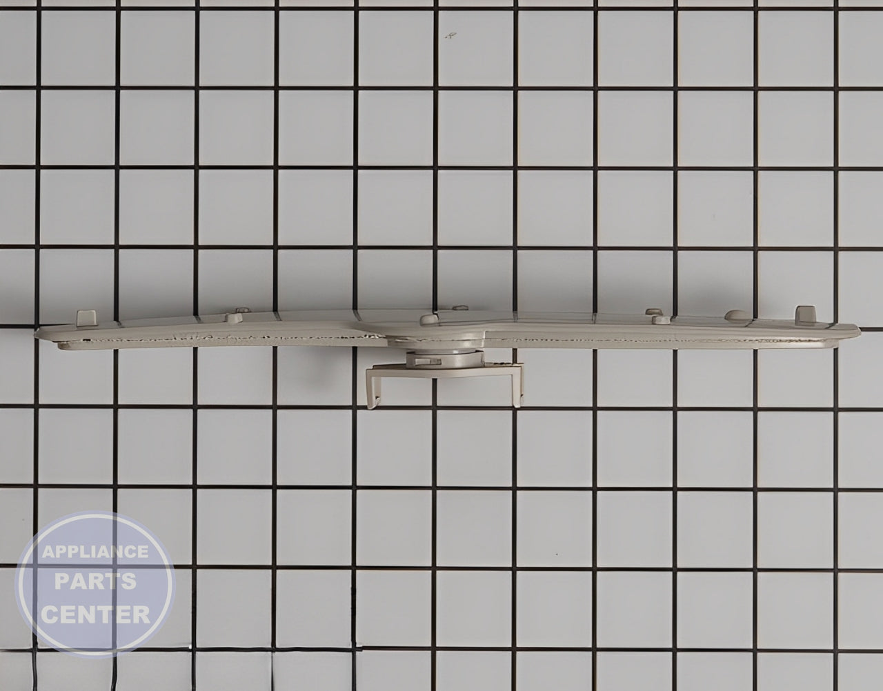 GE DISHWASHER UPPER WASH ARM ASSEMBLY WD35X20794 - Detailed view of wash arm and wash arm support