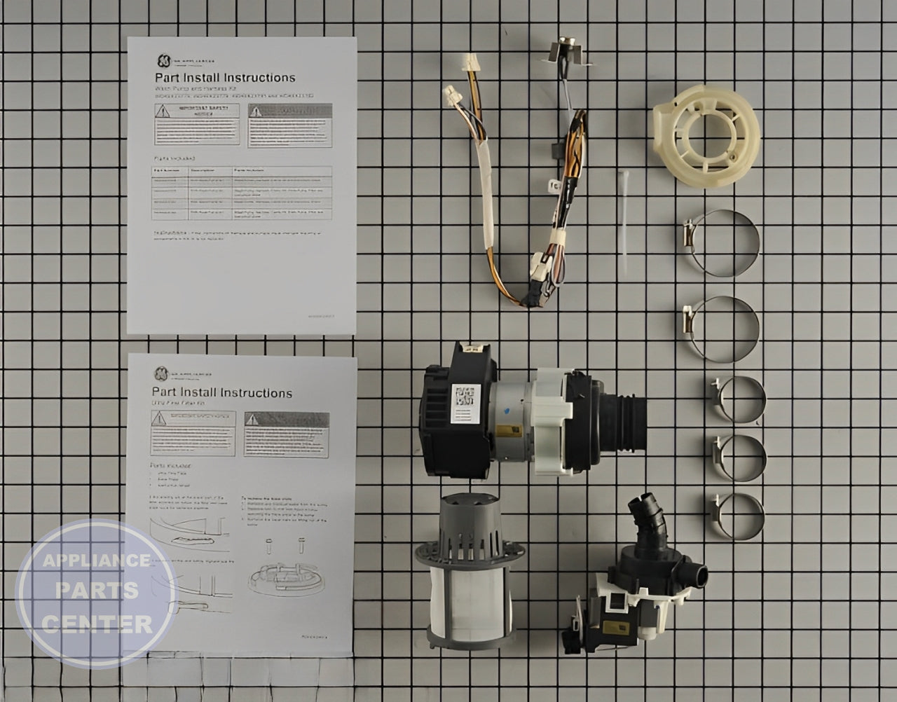 GE DISHWASHER P1B WASH PUMP KIT WD49X23779 - Main view showing durable construction for various GE models