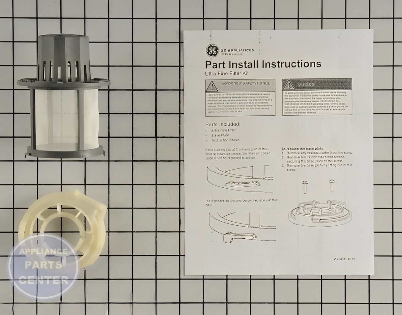 GE Dishwasher Ultra Fine Filter Kit WD49X24057 - Main view showing filtration technology for compatible GE models