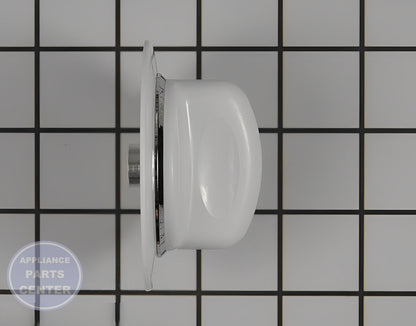 GE WHITE TIMER KNOB ASSEMBLY WE01X20374 - Side view with accurate dimensions