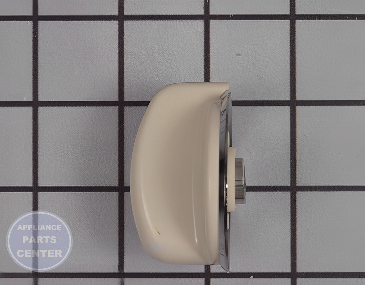 GE Washing Machine Bisque Control Knob Assembly WE01X20379 - Side view with precise measurements