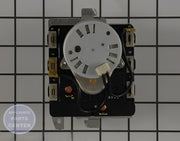 GE WASHER DRYER CONTROL TIMER ASSEMBLY WITH PLASTIC SHAFT WE04X20416 - Main view showing durable plastic shaft for specific models