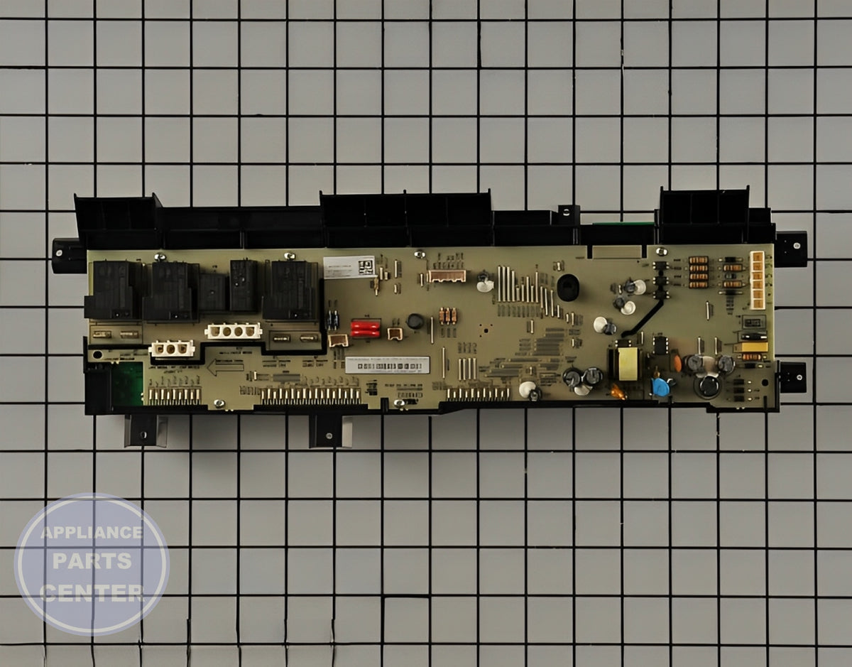 GE DRYER PCB ASSEMBLY WE04X23220 - Detailed view of circuit board and timer specifications