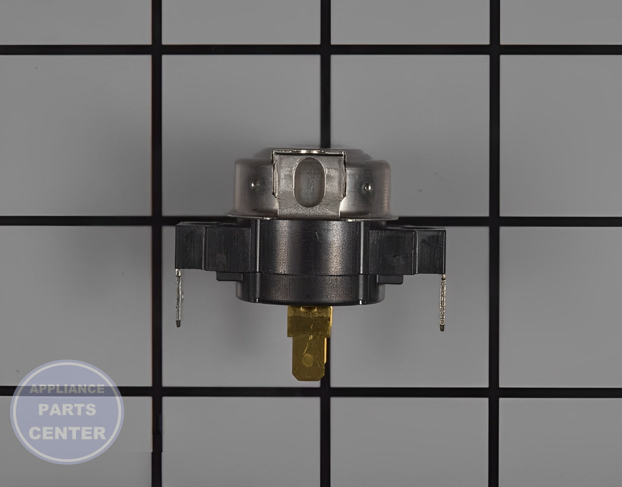 GE WASHER DRYER THERMOSTAT WE04X25196 - Side view with precise temperature specs