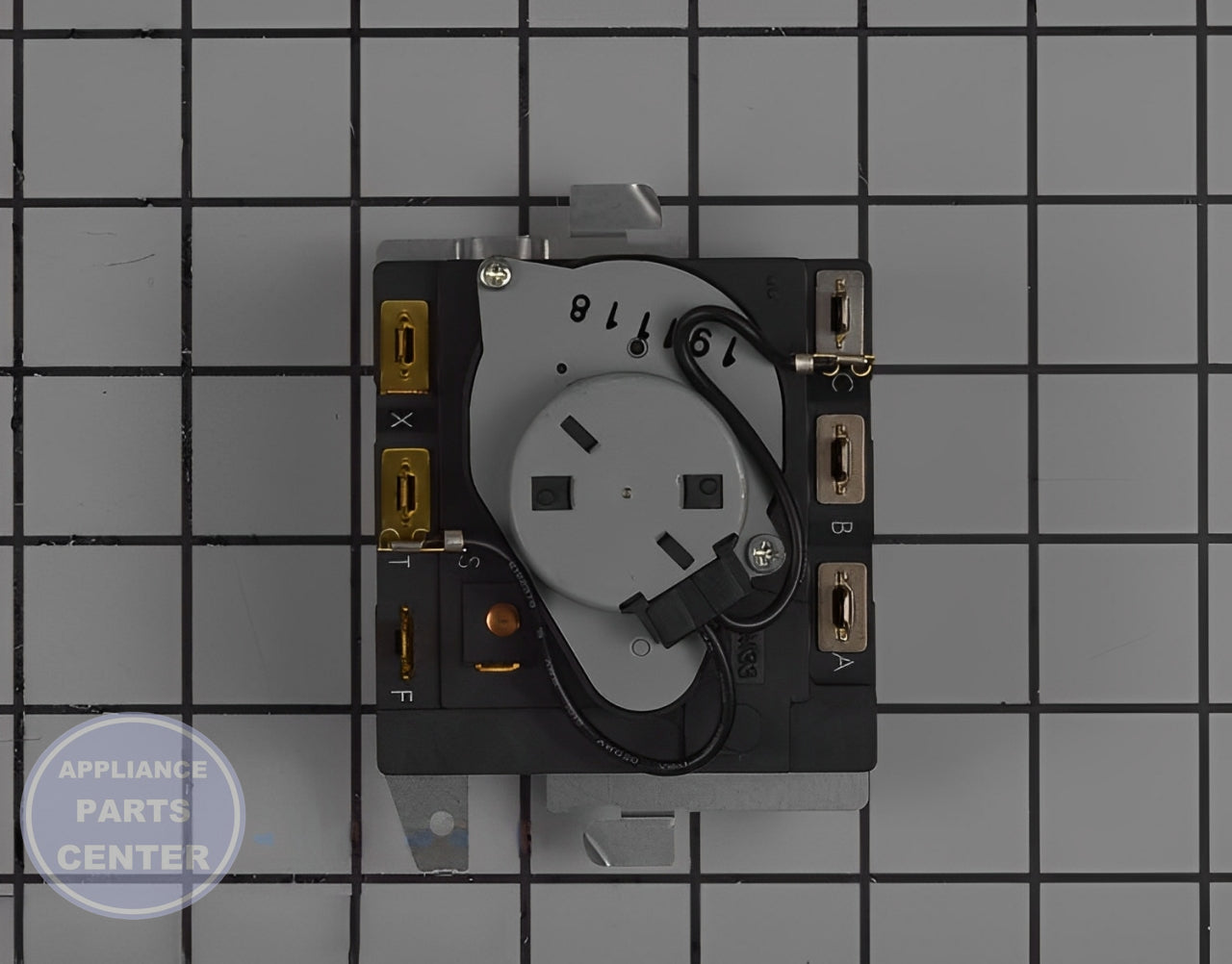 GE WASHER TIMER WE04X25586 - Side view with circuit board specifications