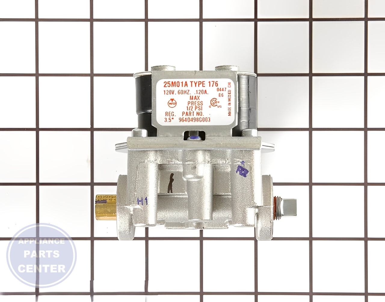 GE GAS VALVE WE14X215 - Side view with robust design and precise specifications