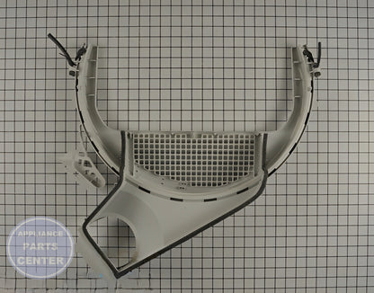 GE DRYER LINT FILTER TRAP ASSEMBLY WE14X25080 - Installation in GE Dryer models showing key mounting points