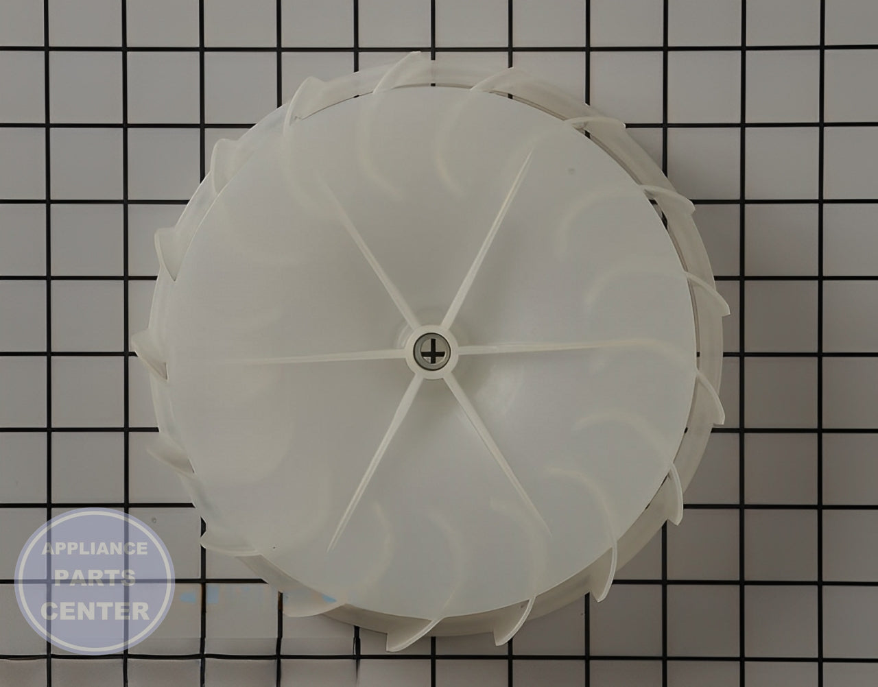GE DRYER BLOWER WHEEL WE16X20393 - Side view with precise measurements