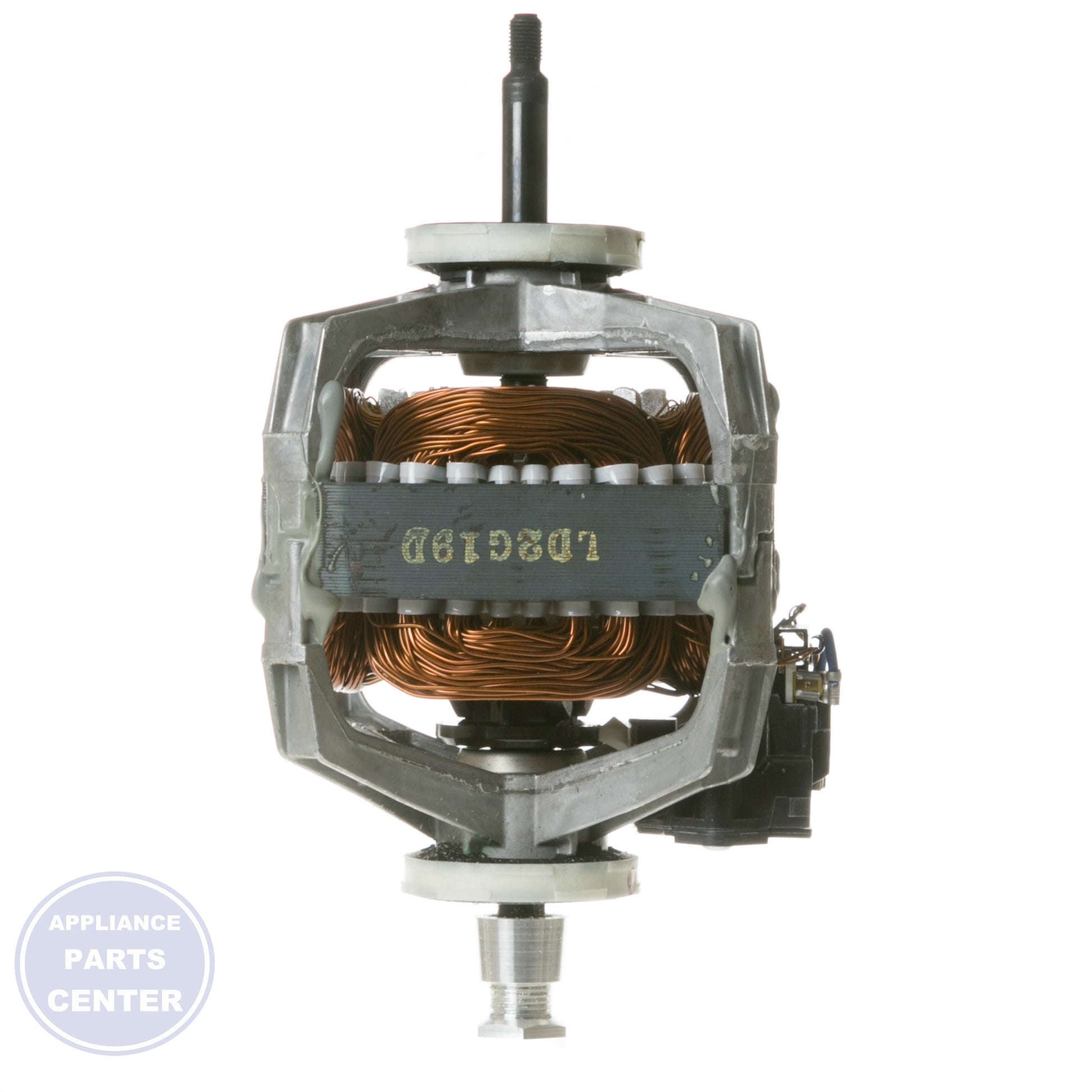 MOTOR AND PULLEY ASM WE17M67 - Side view with precise measurements