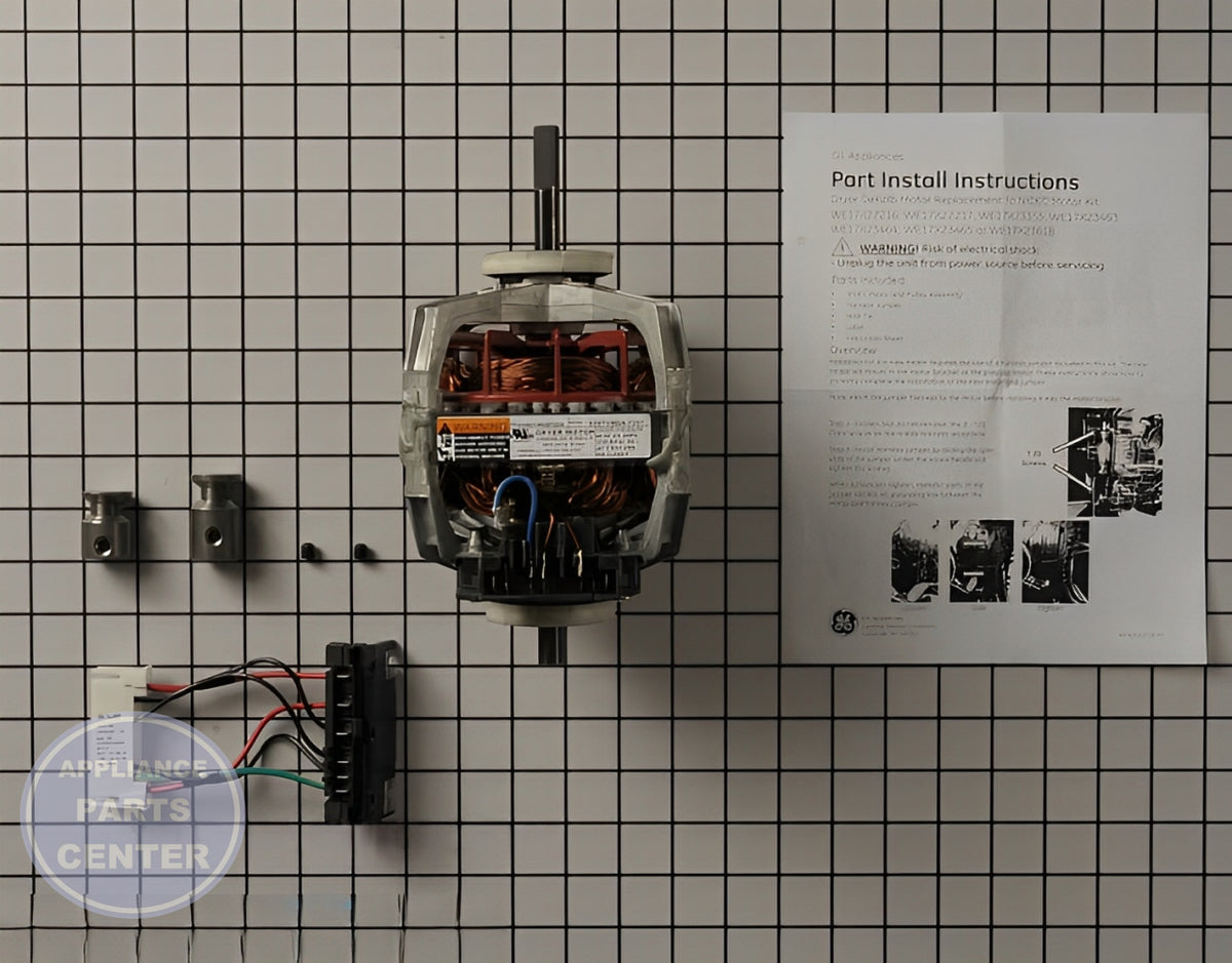 GE Washer Dryer Drive Motor and Pulley Assembly WE17X10010 - Main view showing efficient spinning for GEN models