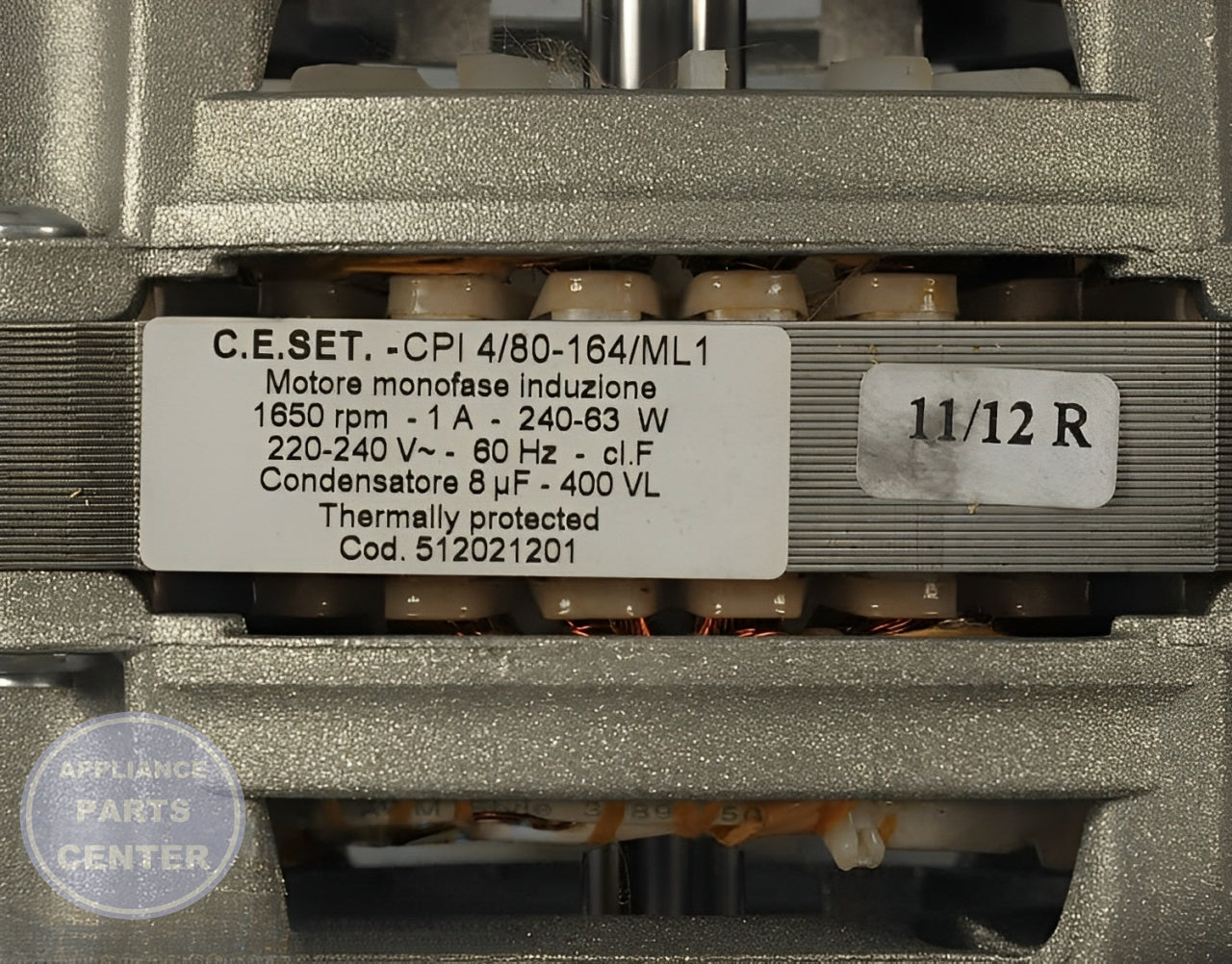 GE Dryer Drive Motor WE17X22217 - Side view with precise specs