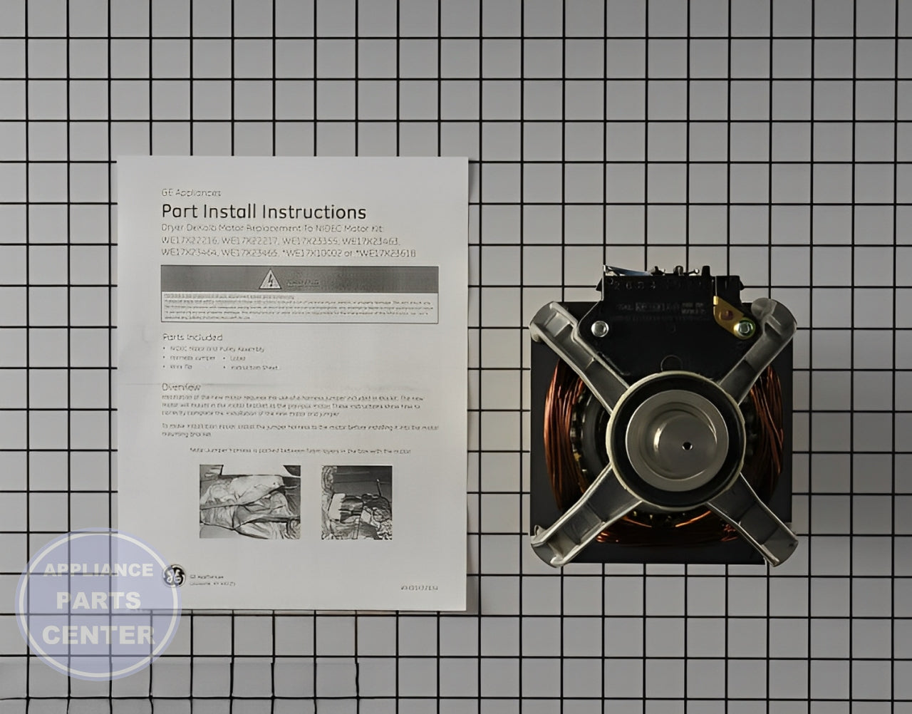 GE Dryer Drive Motor WE17X22217 - Main view showing pulley for GE dryer models