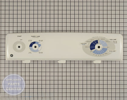 GE WHITE BACKSPLASH CONTROL PANEL WE19M1493 - Main view showing control features for GE Dryer