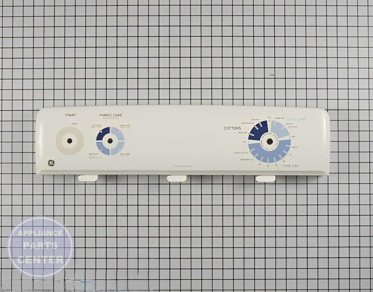 GE WASHER WHITE CONTROL PANEL BACKSPLASH WE19M1678 - Main view showing durable design for GE Model X and Model Y